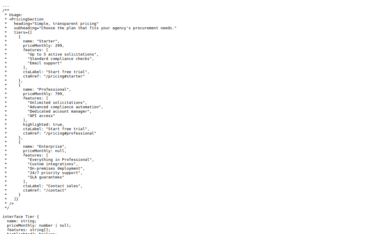 H4 · Pricing component preview