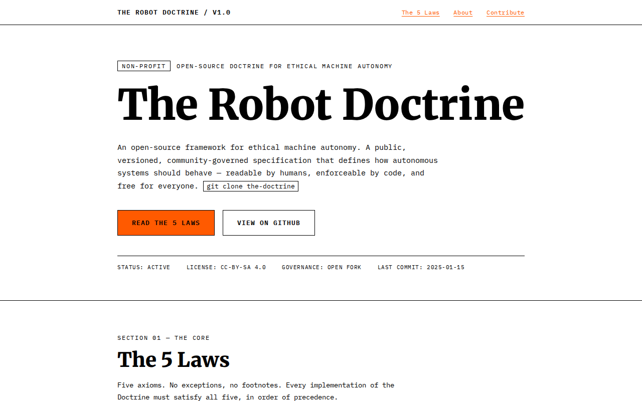J1 · Doctrine homepage — negative constraints preview